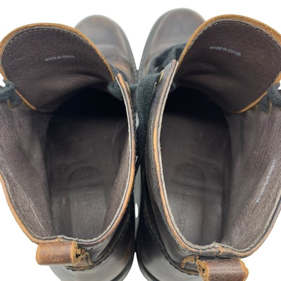 John Varvatos Brown Leather Lace Up Moto Cap Toe Ankle Boots Men’s Sz 8.5 - Picture 9 of 14